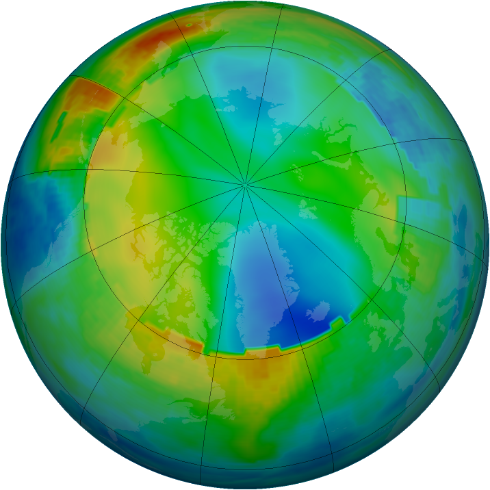 Arctic ozone map for 07 December 1988